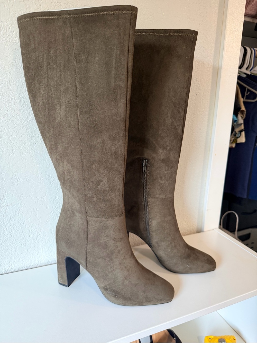 Madden Girl Tall Suede Knee-High Boots in Olive